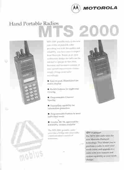 Буклет Motorola Hand Portable Radios MTS 2000, 55-1562, Баград.рф